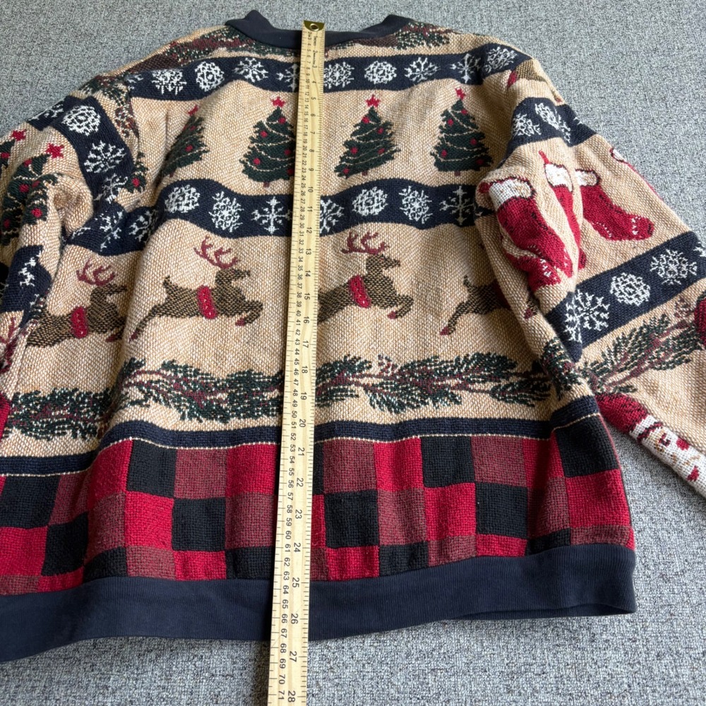Sugar Street Weavers Sweater Unisex OS Tan Christmas Santa Reindeer Vintage USA - Picture 7 of 8